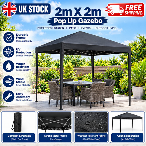 2x2 pop gazebo black - gazebo,